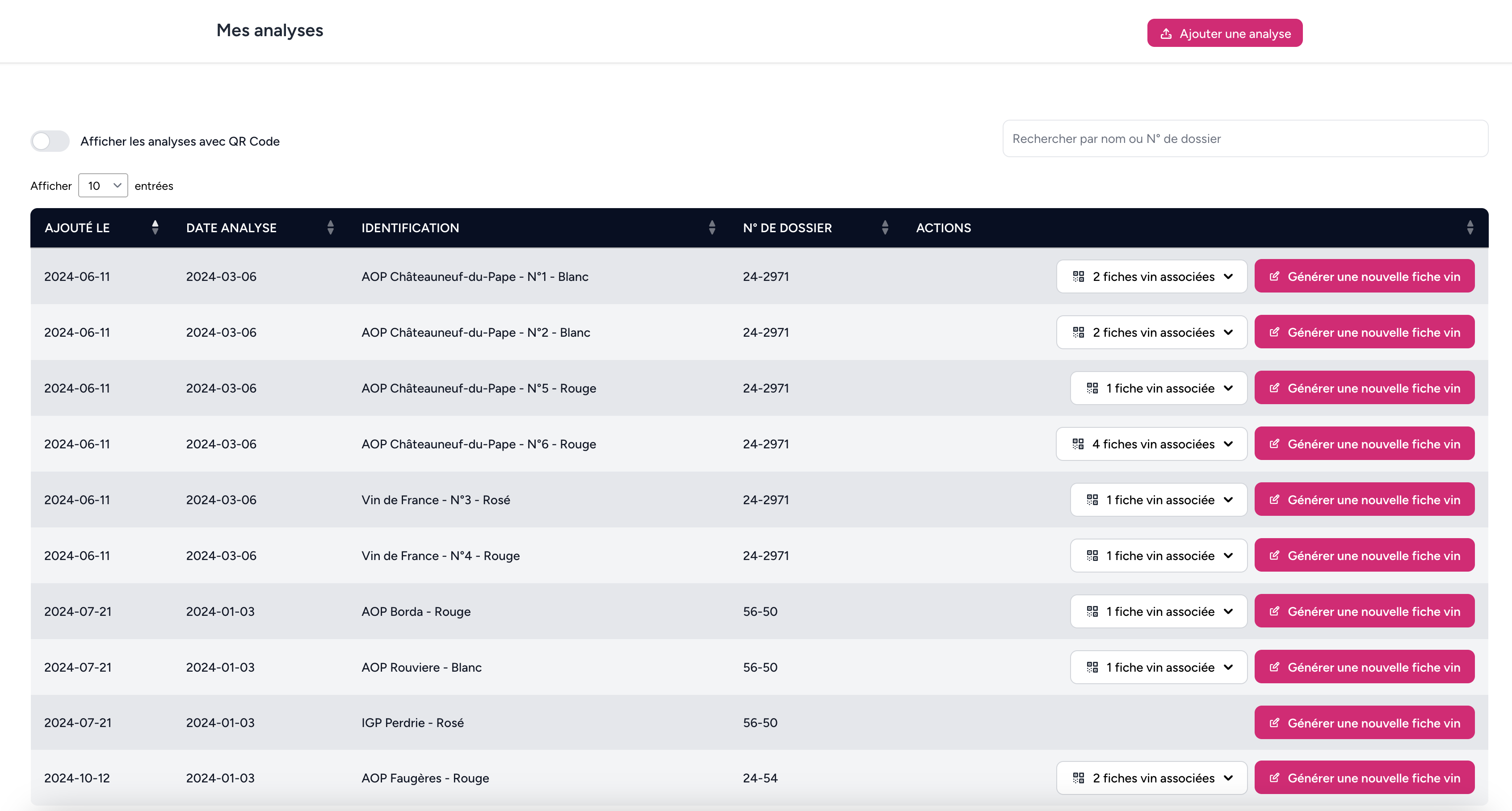 GrapeTrack analysis interface